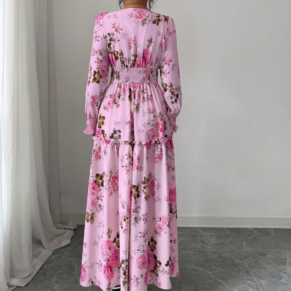 Pink Boho Chic Women's Ditsy Floral Midi Dress - Picture 2 of 7